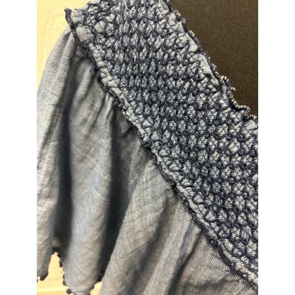 Lane Bryant Denim Blue Off The Shoulder Ruffle Top 14/16 - Picture 2 of 5